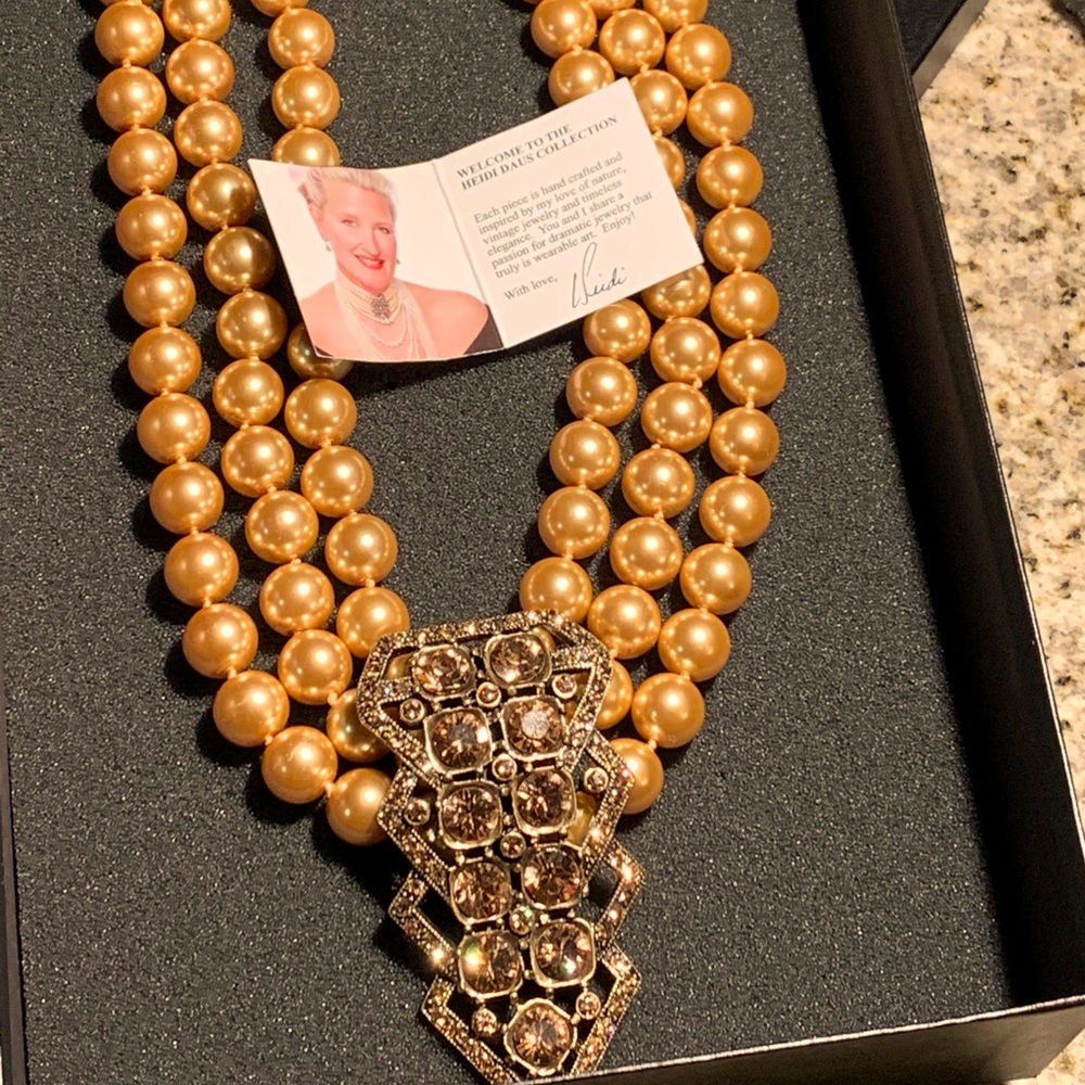 HEIDI DAUS 🥰 GOLDEN PEARLS~SMOKED TOPAZ NECKLACE
